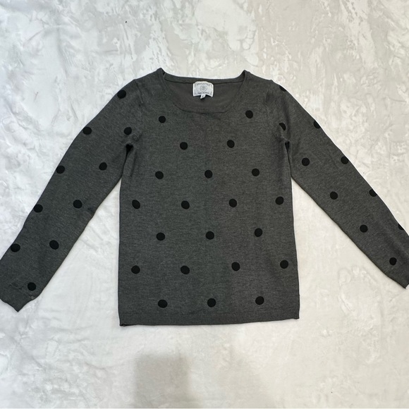 Absolutely Gray Black Polka Dot Knit Sweater - Picture 1 of 10